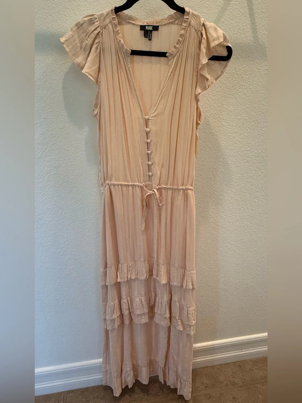 Paige Illyria Blush Pink Ruffle Midi Dress - Picture 2 of 3